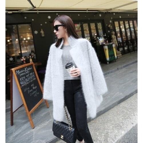 Genuine mink cashmere sweater women pure cashmere cardigan knitted mink jacket fashion winter long fur coat free shipping S26