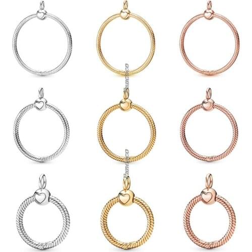 Original 925 Sterling Silver Rose Gold Small Medium & Large Crown O Pendant Fit Pandora Bracelet & Necklace Women DIY Jewelry