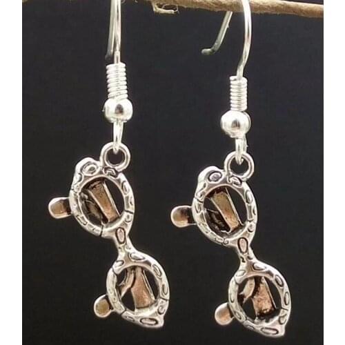 10Pair/lot Fast delivery Beautiful Alloy Glasses Charms Dangle Earrings For Women With Gift Box DIY Findings Jewelry Q73