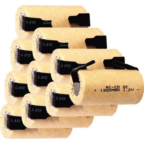10 pcs SC 1300mah 1.2v battery NICD rechargeable batteries for emergency light toy equipment power batterie power tools