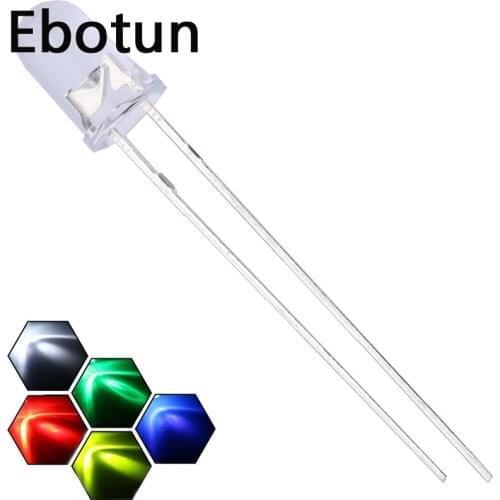 100pcs /lot For Transparent Round 5mm super bright water clear Green Red white Yellow Blue Light LED bulbs emitting diode F5