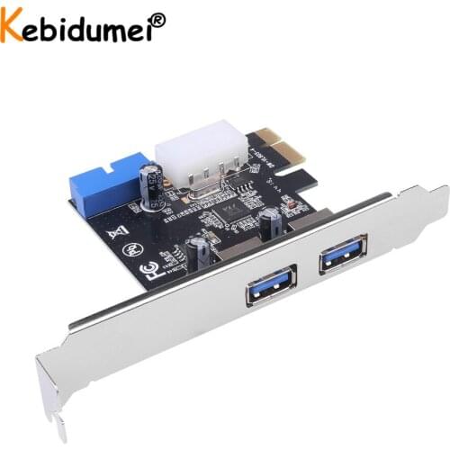 2 Port External USB 3.0 PCI-E Expansion Card Adapter USB3.0 Hub Internal 19pin Header PCI-E Card 4pin IDE Power Connector