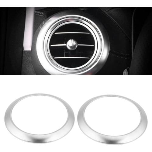 2Pcs Car Side Air Conditioning Vent Ring Frame Cover Trim Silver Chrome For Mercedes Benz E Class W213 2016 2017 2018