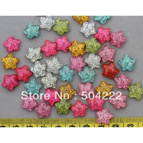 200 pcs lovely Kawaii shiny polished glitter iridescent star Cabochon Cell phone decor, hair accessory, embellishment