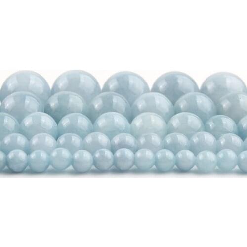 4/6/8/10/12mm Natural Light Blue Jades Stone Round Loose Beads for Jewellery Making Bracelet Necklace 15