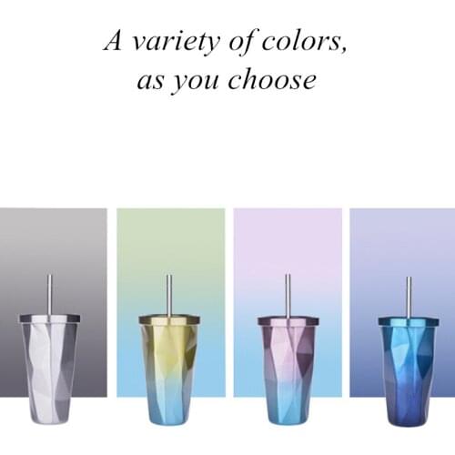 480ml With straw High quality Coffee Beer Mug Stainless Steel Beer Cup Mug With Double Wall Kitchen Drinkware For Kids Water Mug