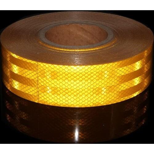 5cm*45.7m PET Yellow Reflective Sticker Reflectors Microprism Bicycle Conspicuity Car-styling Tape For Traffic Safety Decals