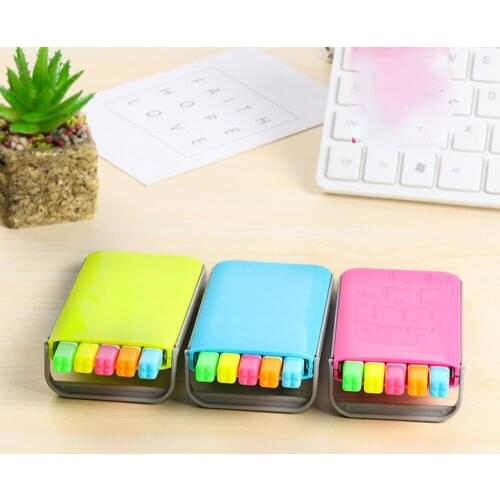 5 colors/box Candy color highlighter pen set Mini fluo markers Stationery office School supplies Caneta fluorescente 6158