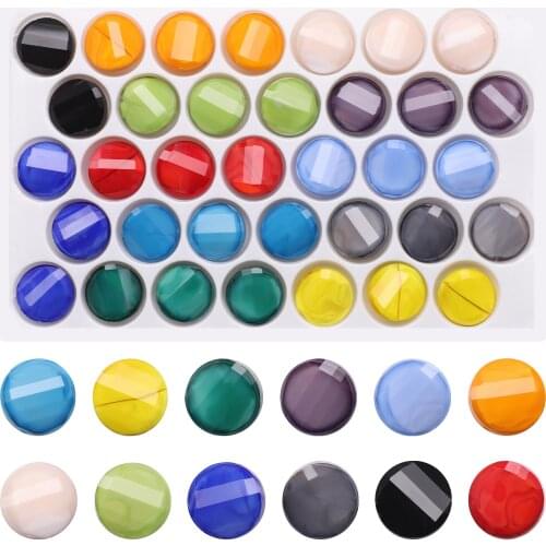70Pcs/Box Colorful Crystal Glass Beads for Jewelry Making 14MM Faceted Gemstone Flat Round Twist Coin Shaped Beads Handmade