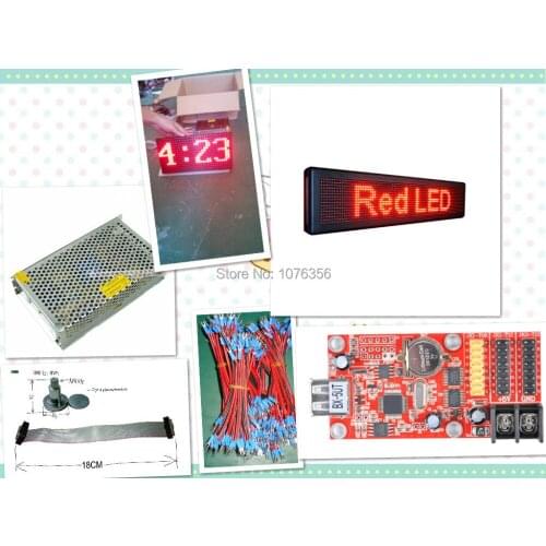 Free shipping DIY LED Text Display Electronic kits with 20pcs P10 outdoor red LED module+1 pc led controller+2pc power supply