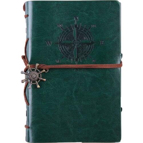 Retro Pirate Ship PU Leather Notebook Compass Lanyard Diary Notepad Replaceable Inner Page Stationery Gift Traveler Journal