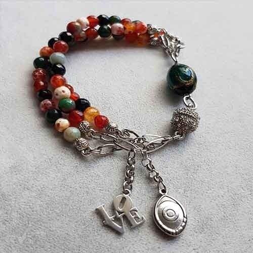 Tonstyle Stainless Steel Natural Stones and Sandy Stone Bracelet