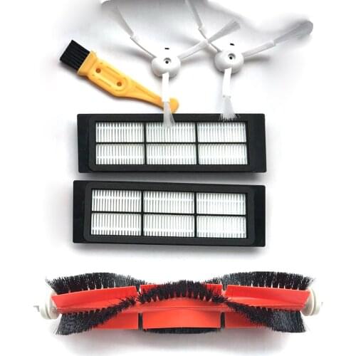 For Xiaomi Mijia Robot Vacuum Cleaner Robot 2 Gen Robot 2x Washing HEPA Filter+1x Main Brush+2x Side Brush+1x Cleaning Brush