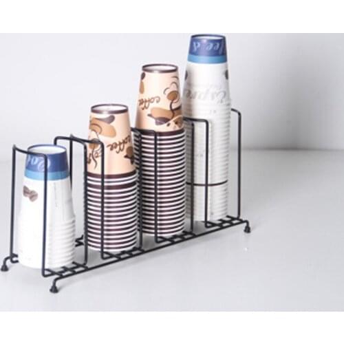 Home Decor Stainless Coffee Water Disposable Paper Cup Lid Dispensing Holder Dispenser Countertop Organizer Black