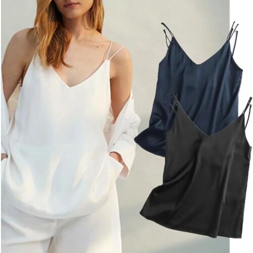 Jenny&Dave T Shirt Women England Style Office Lady Elegant Solid Satin Fashion Summer Camisetas Verano Mujer 2021 Camisole Tops