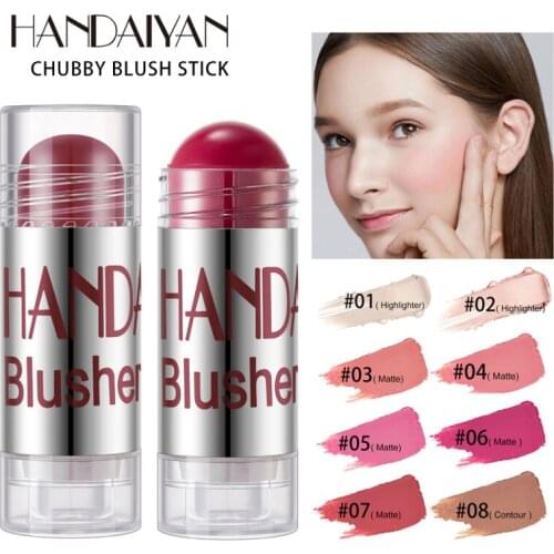 HANDAIYAN Makeup Cream Blush Stick Face Makeup Shimmer Contour Cream Cheek Blusher Cosmetics Brighten Pink Blush Makeup TSLM1