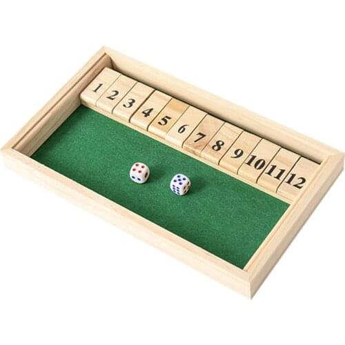 Shut The Box Game - 12 Numbers Wooden Dice Game Family Traditional Game Dice Toy for Home Gathering Party Play Game Toy