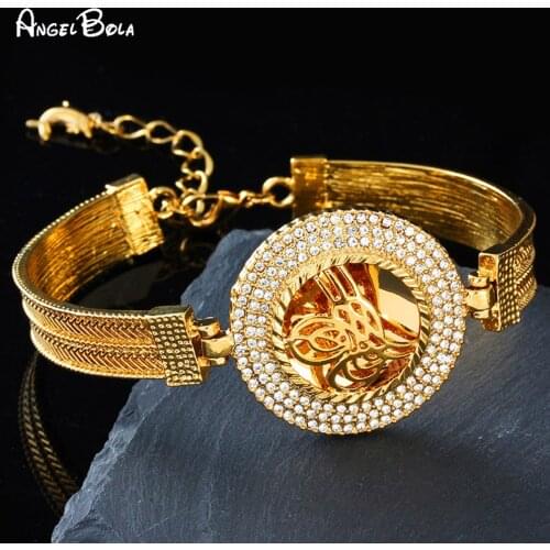 Islamic Classic Lady Charm Gold Coin Crystal Bracelet Muslim New Demon Eye Luxury Jewelry Women Bracelet Wedding Holiday Gift