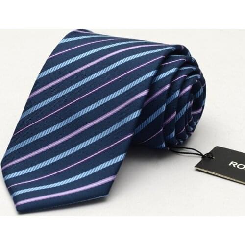 8cm Classic Woven Tie Men Elegant Necktiel Blue with Purple Stripes Ties to Match Shirt Wedding Party Butterfly Ties Gift Box