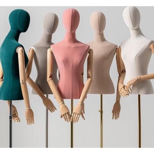 Clothing Store Mannequin Window Display Shelf Half-Length Korean Style Clothes Fake Doll Collarbone Head Female Model Platform