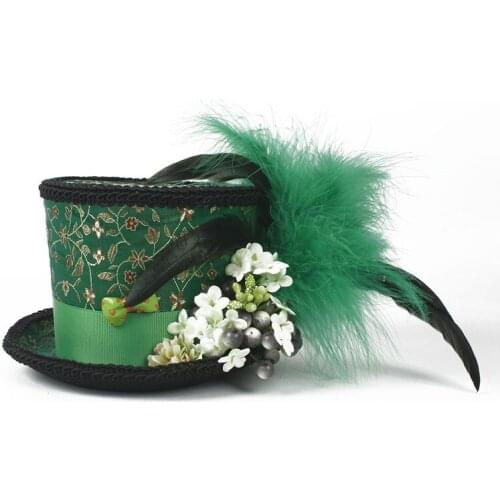 Fashion Women Flower Fascinator Mini Top Hat Hair Lady Clip Gothic Feather Wings Clock Butterfly Decoration Headwear Hair