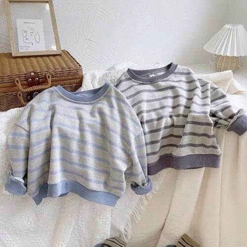 Fashion Baby Boys Girls Hoodies Kids Clothes Spring Autumn Children Sweatshirt Striped Long Sleeve Tops Tshirts toddlers