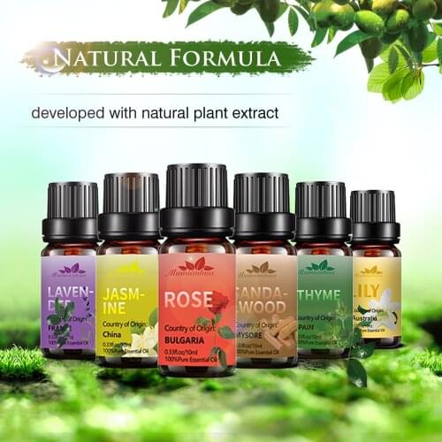 Mumianhua Essential Oils Gift Set 6 Bottles Pure 10ml for Diffuser Humidifier Massage Aromatherapy Relaxation Skin & Hair Care
