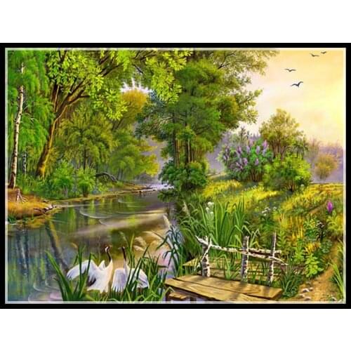 Golden Panno,Needlework,Embroidery,DIY Landscape Painting,Cross stitch,kits,14ct Scenery home Cross-stitch,Sets For Embroidery