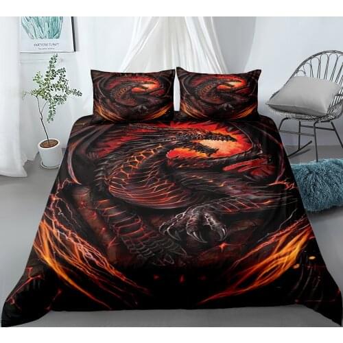 Scientisfictional Dragon Duvet Cover Set Colorful Graffiti Bed Linen Set Bohemia Comforter Bedding Set Bedroom Set Queen
