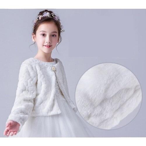 Faux Fur Wrap Shawl Long Sleeves Jacket Cape For Wedding Evening Dress White Flower Girls Bolero Cape Kids Coat Cloak + brooch