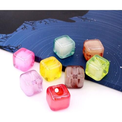 NEW! 20pcs/lot Cube Shape Acrylic Beads 18mm Colorful Silicone Jewelry Beads for Handmade DIY Pendant Jewelry Making Material