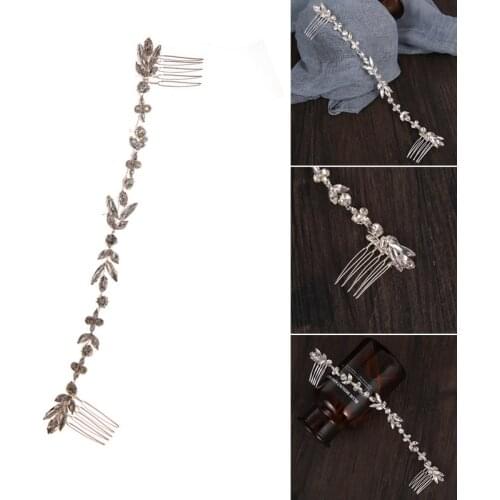 Newly Wedding Hair Comb Decor Rhinestone and Leaf Fashion Elegant Beautiful Accessory for Bride and Bridesmaids