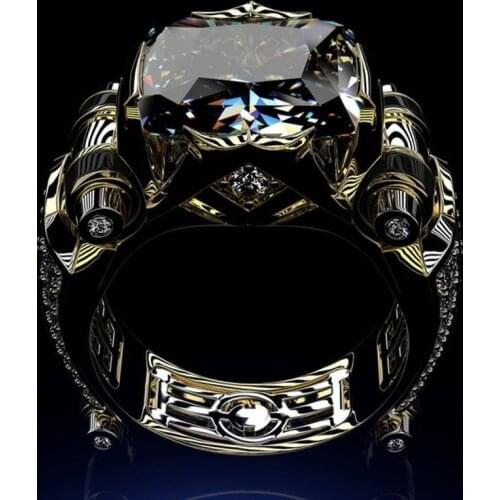 Original Classic 14K Gold Men Multi-Element Classic Colorful Gem Party Party Mens Ring