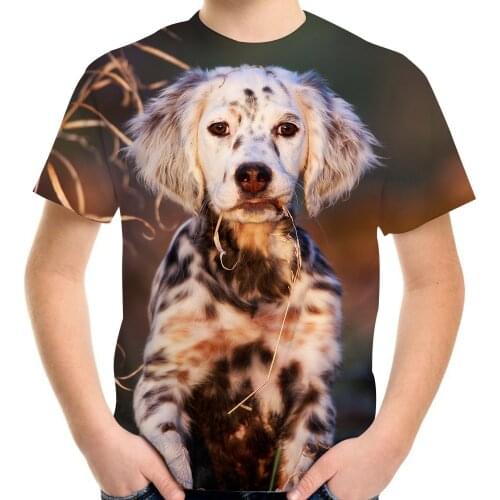 4-13Y Children English Setter Dog Graphic Print T-Shirt Boys Girls Summer Funny Costume Tshirt Kids Casual Cool Pullover Clothes