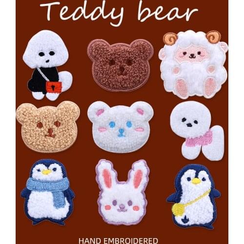 Cartoon Bear Embroidery Patches for Clothing Iron on Patches Cute Animal Rabbit Sewing Applique Badge DIY Accessory Repair Hole