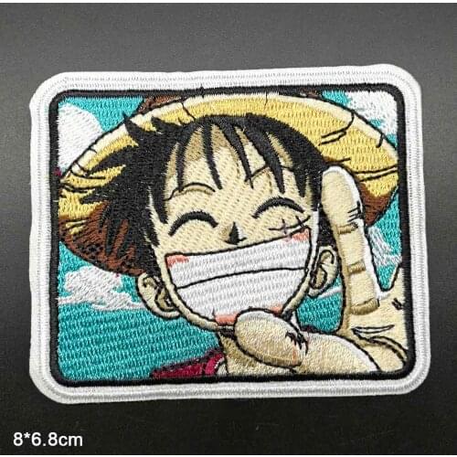 Japanese Anime One Hat Bald Boy Skull Piece Full Embroidered Iron On Embroidered Clothes Patches For Clothing Garment Wholesale