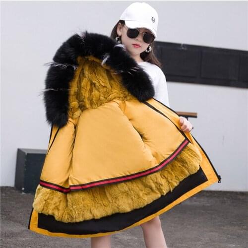 Thick Warm Jacket For Boy And Girl Pie Overcome Fur Liner Rex Rabbit Fur Detachable Coat Fashion Parka Winter Clothes New 2021