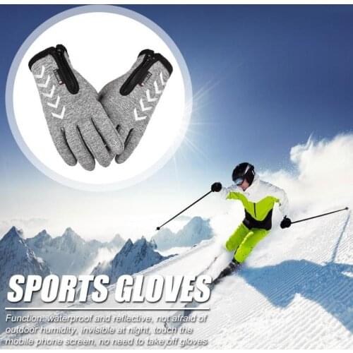 Durable Skiing Gloves Wear-resistant Winter Touch Screen Gloves Reflective Strip Outdoor Sports Waterproof Gloves
