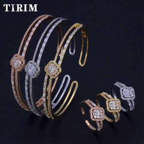 TIRIM Luxury Trendy Jewelry Sets For Women Wedding Cubic Zircon Crystal CZ Dubai Bridal Bangle Ring Sets браслеты женские 2020