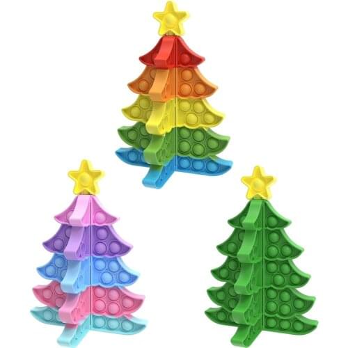 3D Stitchable Christmas Tree Fidget Toy Silicone Push Bubble Fidget Toys Anti-Stress Reliever Sensory Toys