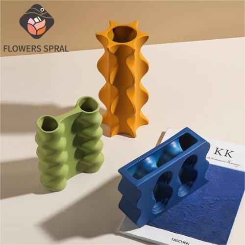 Nordic Geometric Vase Morandi Ceramic Living Room Flower Arrangement Dried Flower Decoration Porch Model Room Vase