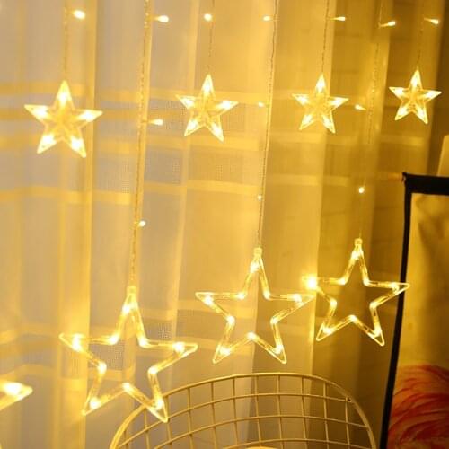 Led Light String Curtains In The Living Room Festoon Bedroom Decoration Holiday Star Garland Fairy Halloween Christmas For Girls