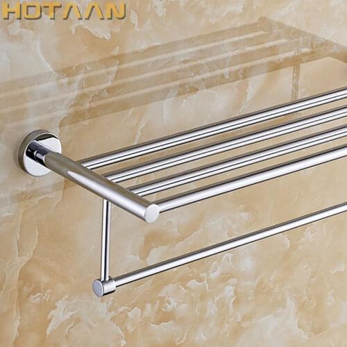 Bathroom Round Bath Towel Rack Chrome Polishing Quality Wall Mounted Towel Rail Holder Toilet Bar Solid Brass Made YT-10101