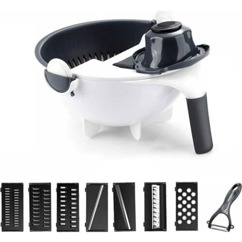 Rotate Vegetable Cutter With Drain Basket Mandoline Slicer Fruit Cutter Potato Peeler Carrot Cheese Grater Vegetable Slicer
