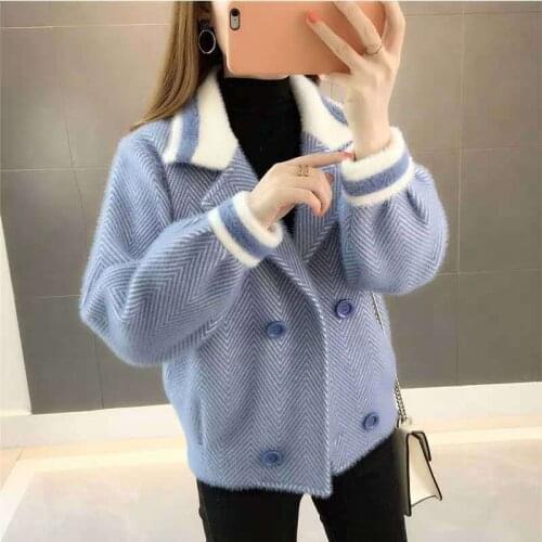 Women 2021 Fashion Double Breasted Loose Jacket Coat Long Sleeve Striped Pockets Female Outerwear Chic Overcoat Fall Winter S-XL