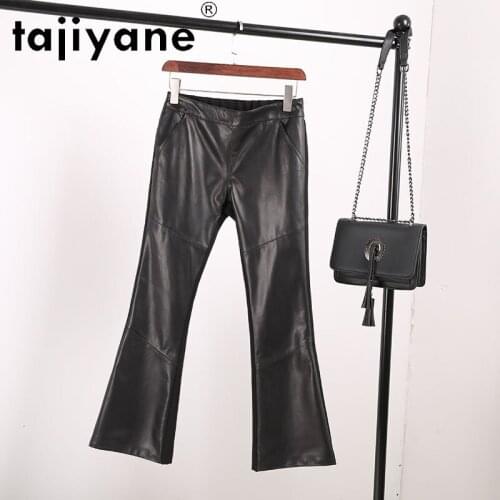 Tajiyane Pants Women Autumn 2020 Woman Flare Pants Real Sheepskin Womens Trousers Female Stacked Leggings Spodnie Damskie TN736