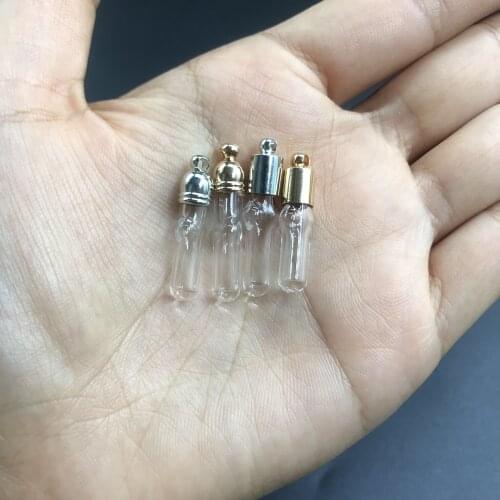 1/3/5/8/10pcs Cross bottle glass Vial Pendant necklace 4 color cap rice art name on rice art craft mini glass bottle jars charms