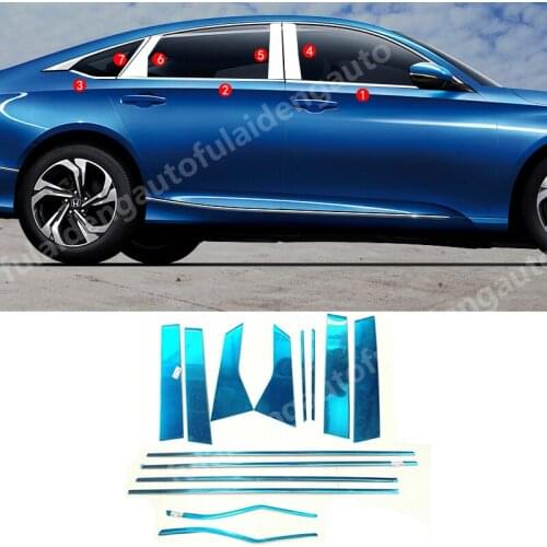 14pcs For Honda Accord 2018-2020 Chrome stainless Door Window Pillar Sill Trim Cover trim Car Styling Accessories