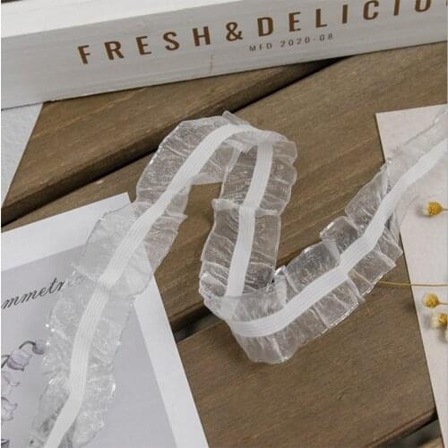 2.5CM Wide Modern cotton white Embroidery elastic flower lace fabric trim ribbon DIY sewing applique collar guipure dress decor