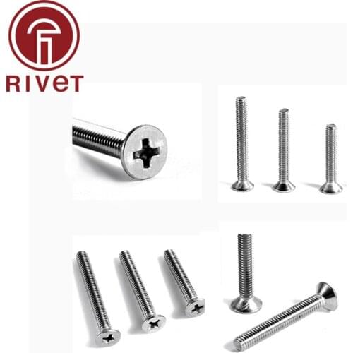 20/50/100 PCS DIN7046-1 GB819 304 A2-70 M4 M5 Stainless Steel Flat Head Countersunk Phillips Machine Screws